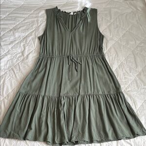 GAP Sage Green Mini Dress with Ruffle Trim